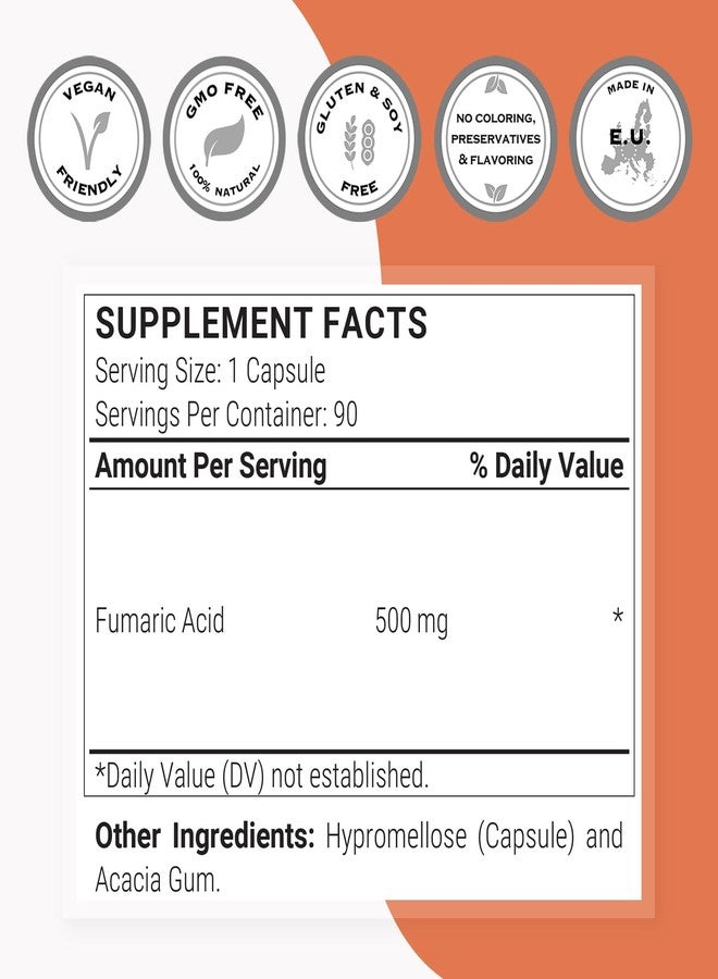 Supersmart - Fumaric Acid 500mg per Day (Maximum Strength) - Natural Supplement | Non-GMO & Gluten Free - 90 Vegetarian Capsules - Image 3